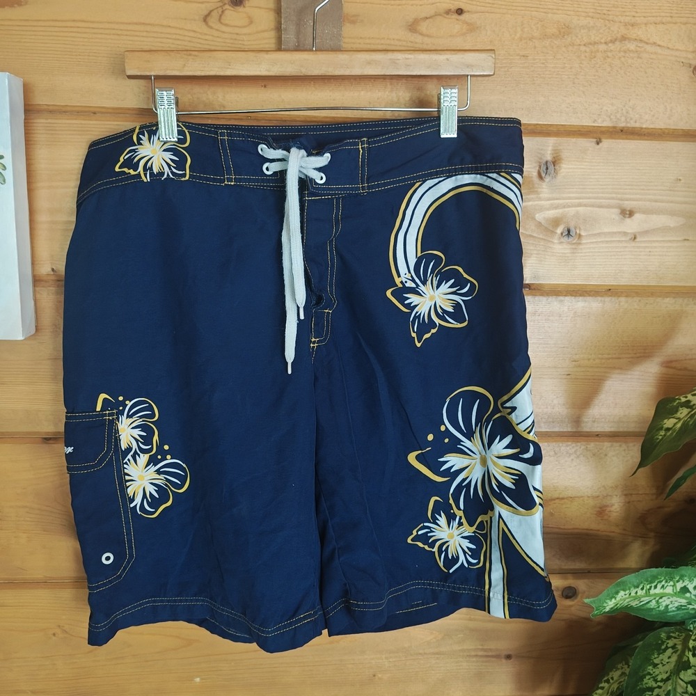 Bud Budweiser Beer Licensed Blue White Board Shorts Bathing Suit Size 34‎